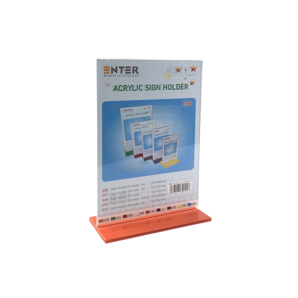 Kệ mica 2 mặt Enter E06 210x300mm đế lùa A4, Kệ menu nhà hàng, Standee mica để bàn, Bảng quét mã QR Code (10)