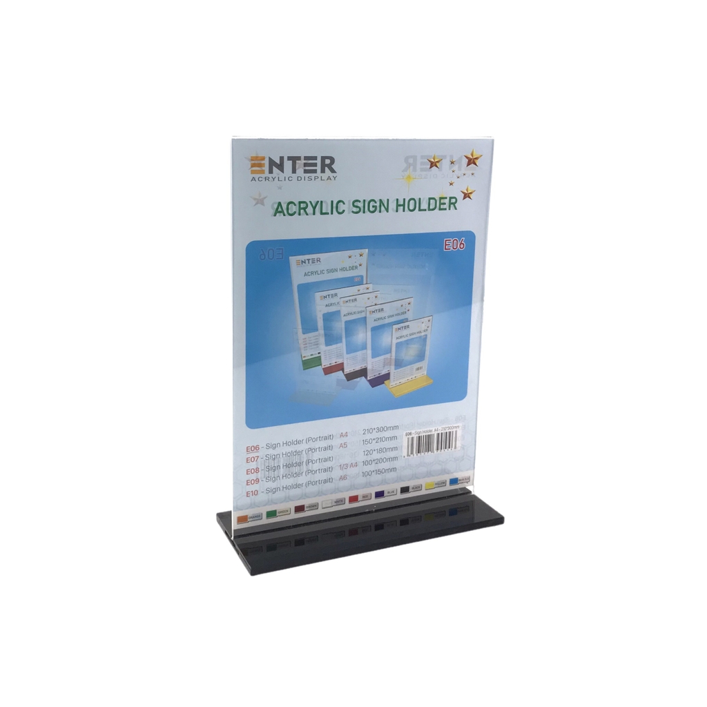 Kệ mica 2 mặt Enter E06 210x300mm đế lùa A4, Kệ menu nhà hàng, Standee mica để bàn, Bảng quét mã QR Code (10)