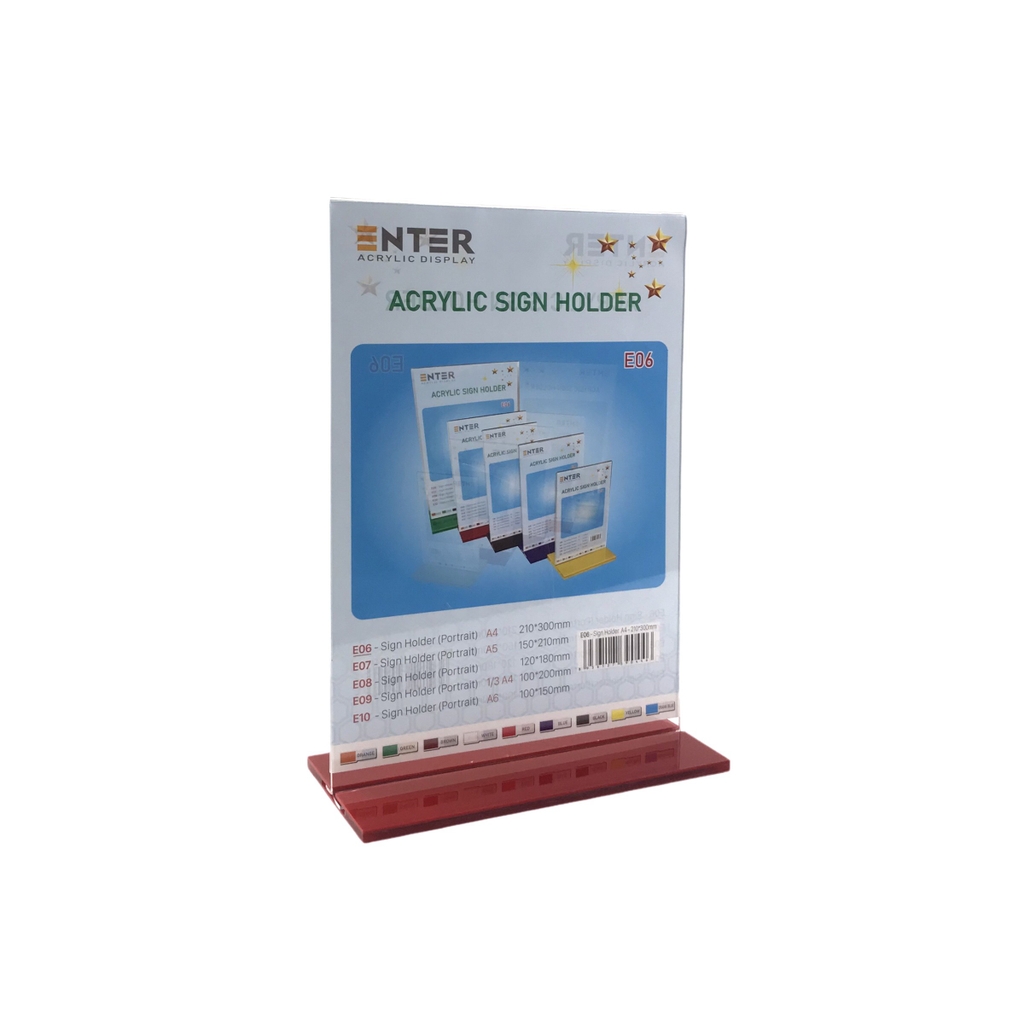 Kệ mica 2 mặt Enter E06 210x300mm đế lùa A4, Kệ menu nhà hàng, Standee mica để bàn, Bảng quét mã QR Code (10)