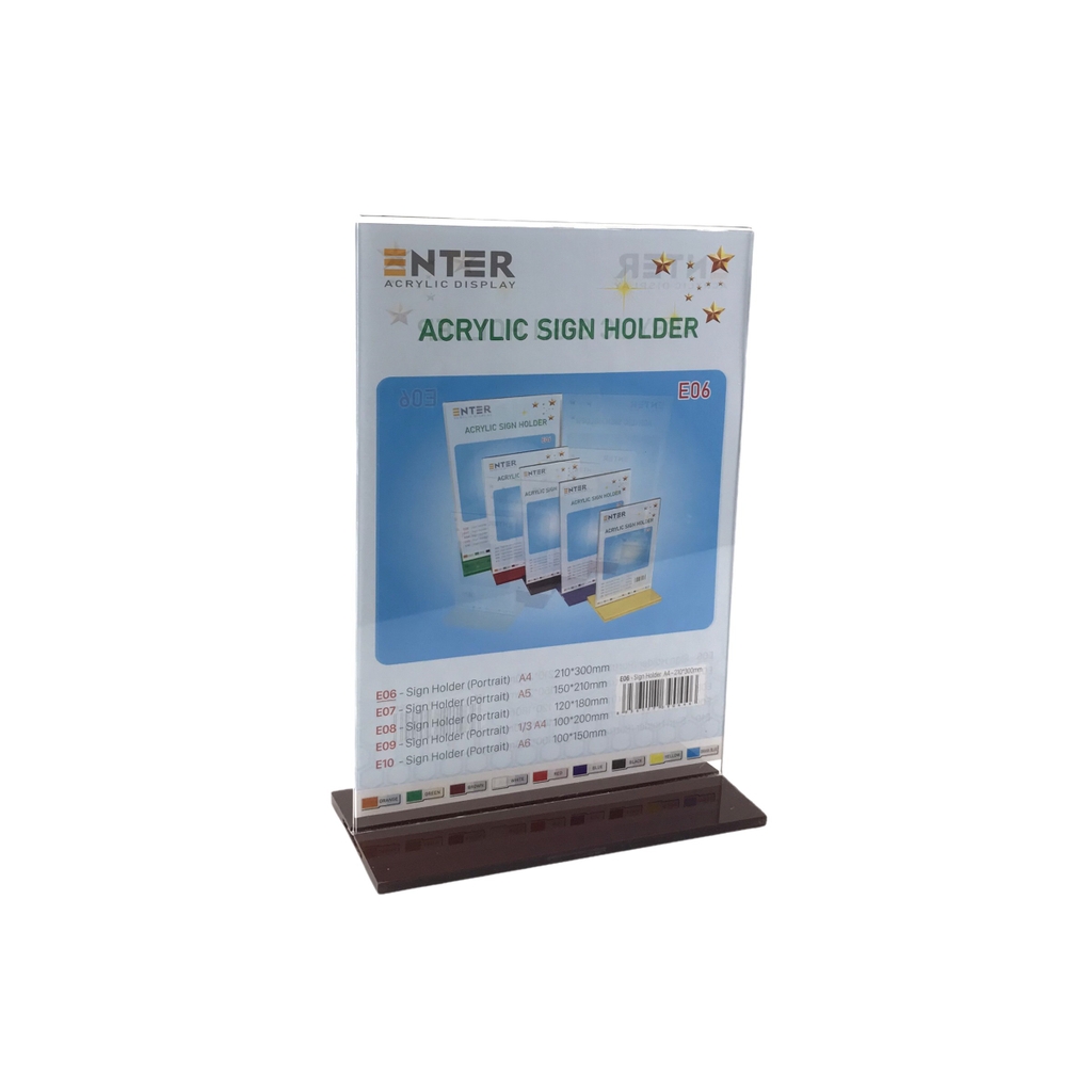 Kệ mica 2 mặt Enter E06 210x300mm đế lùa A4, Kệ menu nhà hàng, Standee mica để bàn, Bảng quét mã QR Code (10)