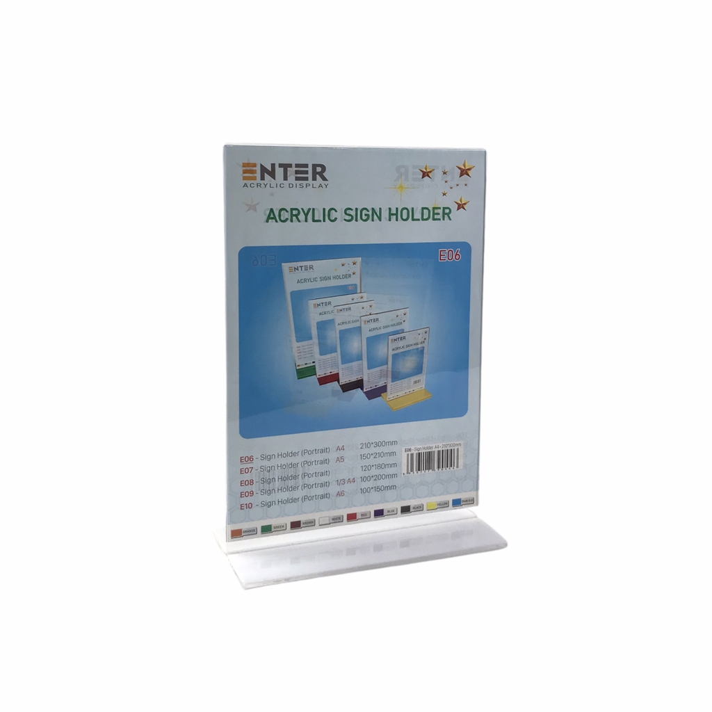 Kệ mica 2 mặt Enter E06 210x300mm đế lùa A4, Kệ menu nhà hàng, Standee mica để bàn, Bảng quét mã QR Code (10)