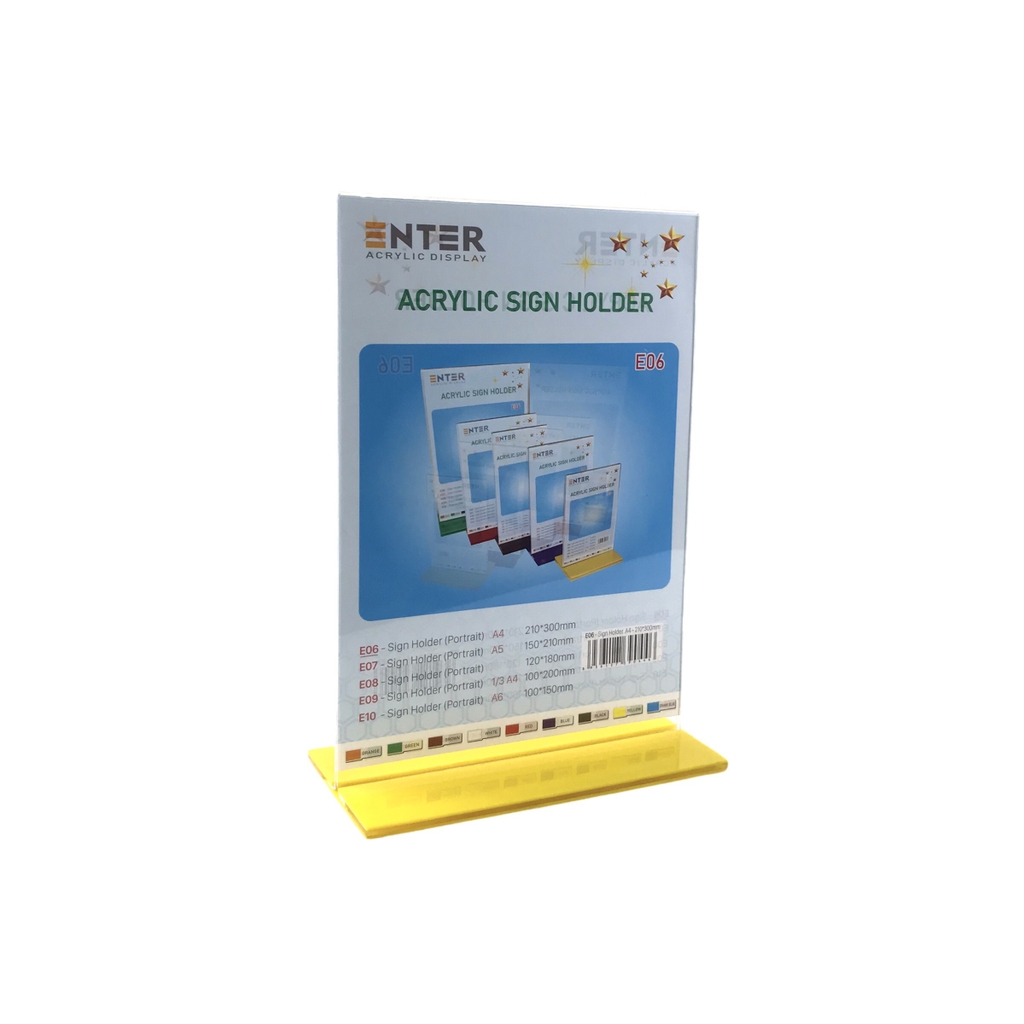 Kệ mica 2 mặt Enter E06 210x300mm đế lùa A4, Kệ menu nhà hàng, Standee mica để bàn, Bảng quét mã QR Code (10)