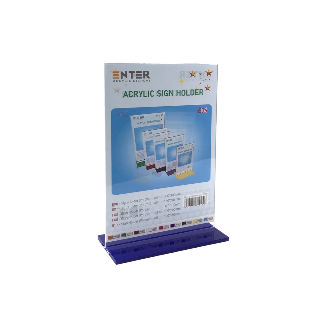 Kệ mica 2 mặt Enter E06 210x300mm đế lùa A4, Kệ menu nhà hàng, Standee mica để bàn, Bảng quét mã QR Code (10)