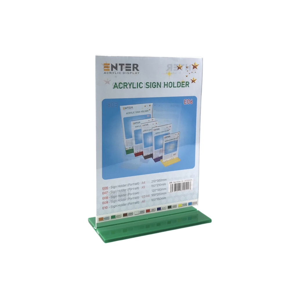 Kệ mica 2 mặt Enter E06 210x300mm đế lùa A4, Kệ menu nhà hàng, Standee mica để bàn, Bảng quét mã QR Code (10)