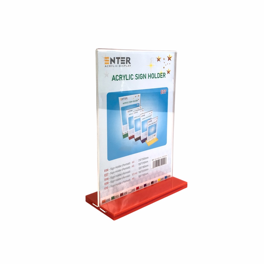 Kệ mica 2 mặt Enter E07 150x210mm đế lùa A5 đứng, Kệ menu nhà hàng, Standee mica để bàn, Bảng quét mã QR Code (20)