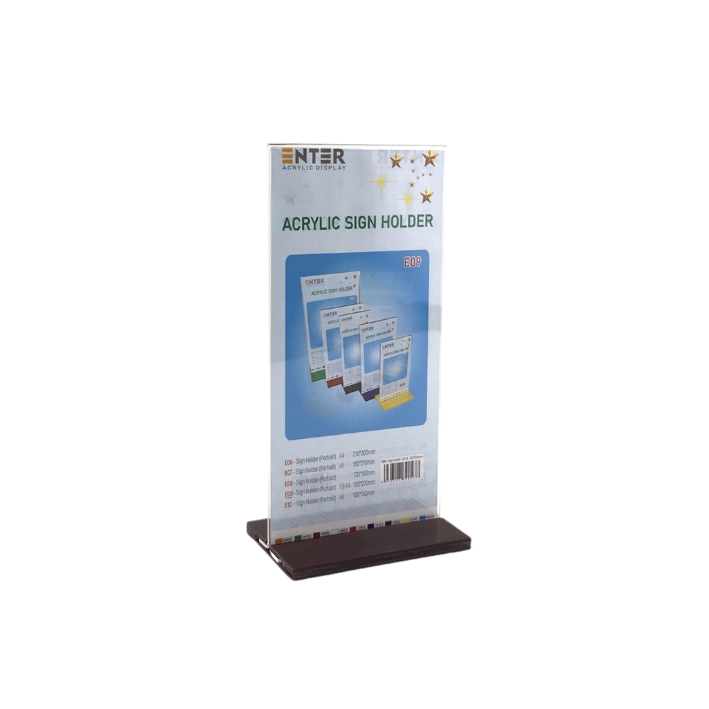 Kệ mica 2 mặt Enter E09 100x210mm đế lùa, Kệ menu nhà hàng, Standee mica để bàn, Bảng quét mã QR Code (20)