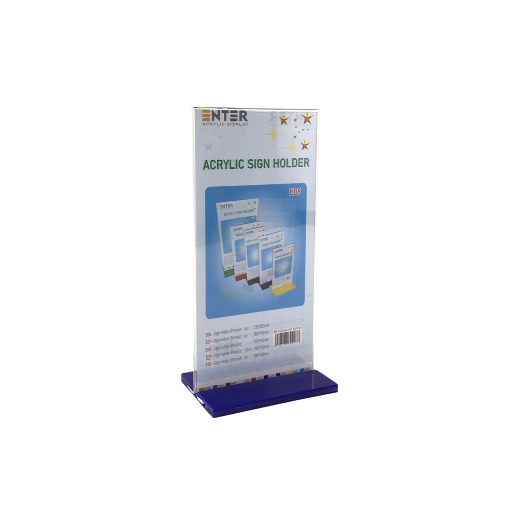 Kệ mica 2 mặt Enter E09 100x210mm đế lùa, Kệ menu nhà hàng, Standee mica để bàn, Bảng quét mã QR Code (20)