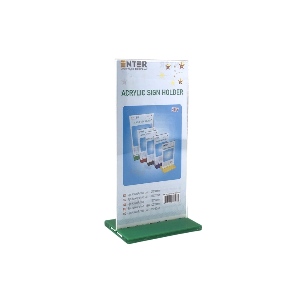 Kệ mica 2 mặt Enter E09 100x210mm đế lùa, Kệ menu nhà hàng, Standee mica để bàn, Bảng quét mã QR Code (20)