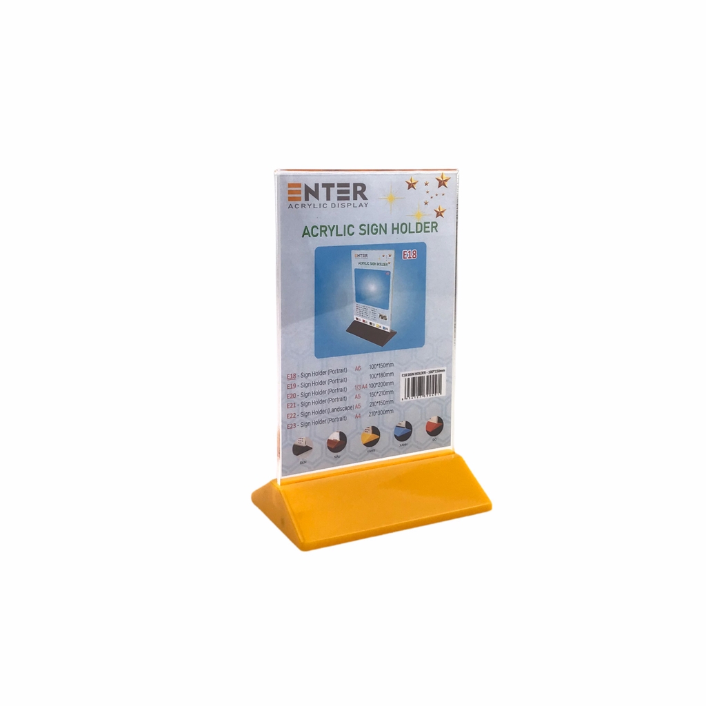 Kệ mica 2 mặt Enter E18 100x150mm đế màu, Kệ menu nhà hàng, Standee mica để bàn, Bảng quét mã QR Code (20)