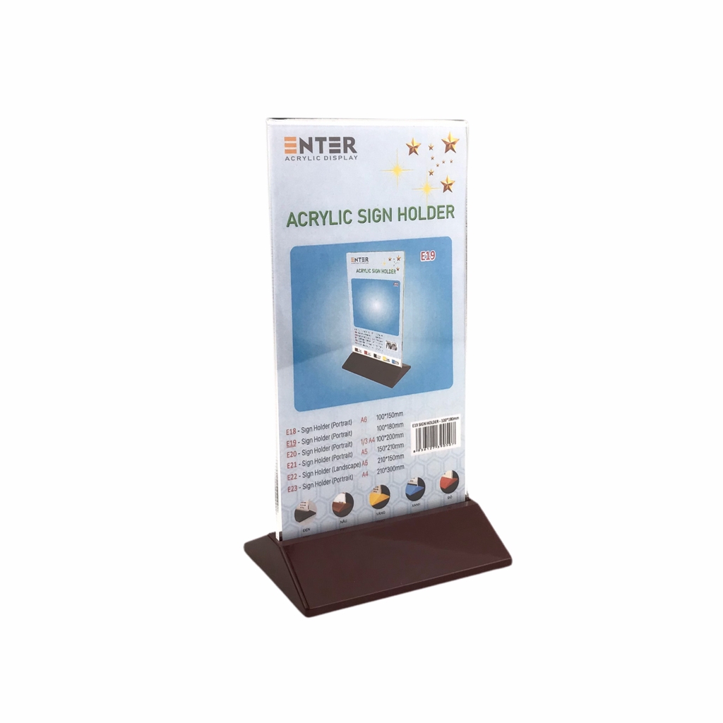 Kệ mica 2 mặt Enter E19 100x180mm đế màu, Kệ menu nhà hàng, Standee mica để bàn, Bảng quét mã QR Code (20)