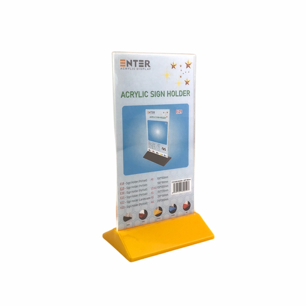 Kệ mica 2 mặt Enter E19 100x180mm đế màu, Kệ menu nhà hàng, Standee mica để bàn, Bảng quét mã QR Code (20)
