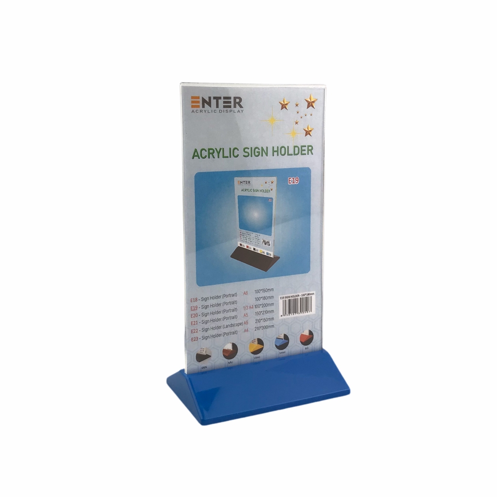 Kệ mica 2 mặt Enter E19 100x180mm đế màu, Kệ menu nhà hàng, Standee mica để bàn, Bảng quét mã QR Code (20)