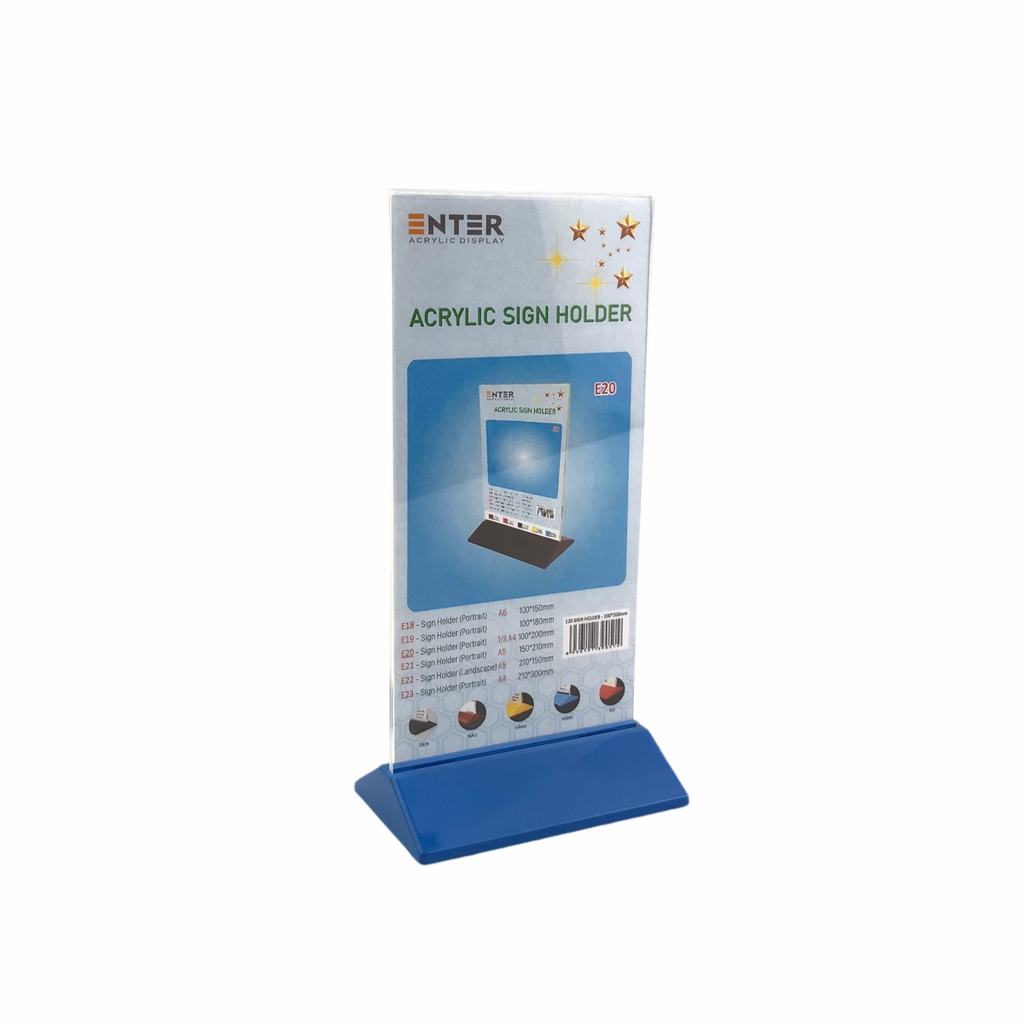 Kệ mica 2 mặt Enter E20 100x210mm đế màu, Kệ menu nhà hàng, Standee mica để bàn, Bảng quét mã QR Code (20)