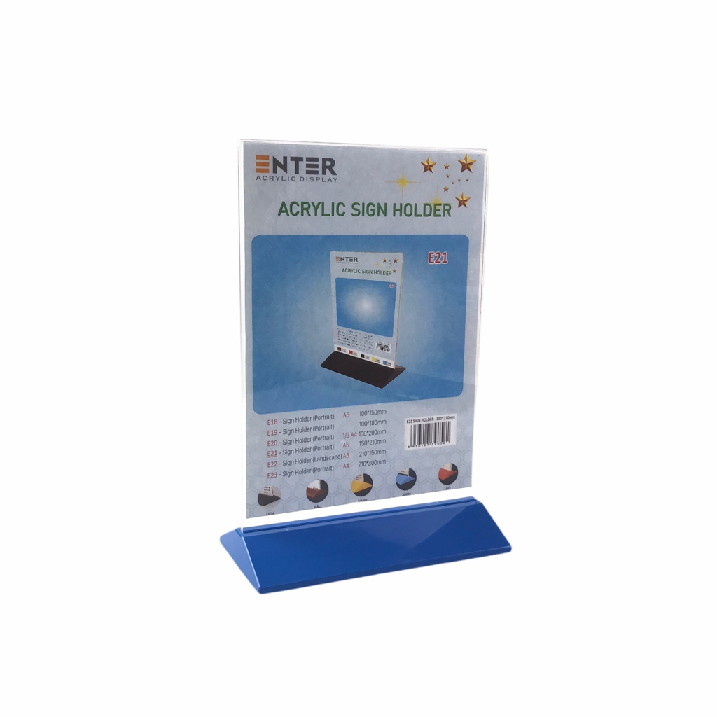 Kệ mica 2 mặt Enter E21 150x210mm đế màu A5 đứng, Kệ menu nhà hàng, Standee mica để bàn, Bảng quét mã QR Code (20)