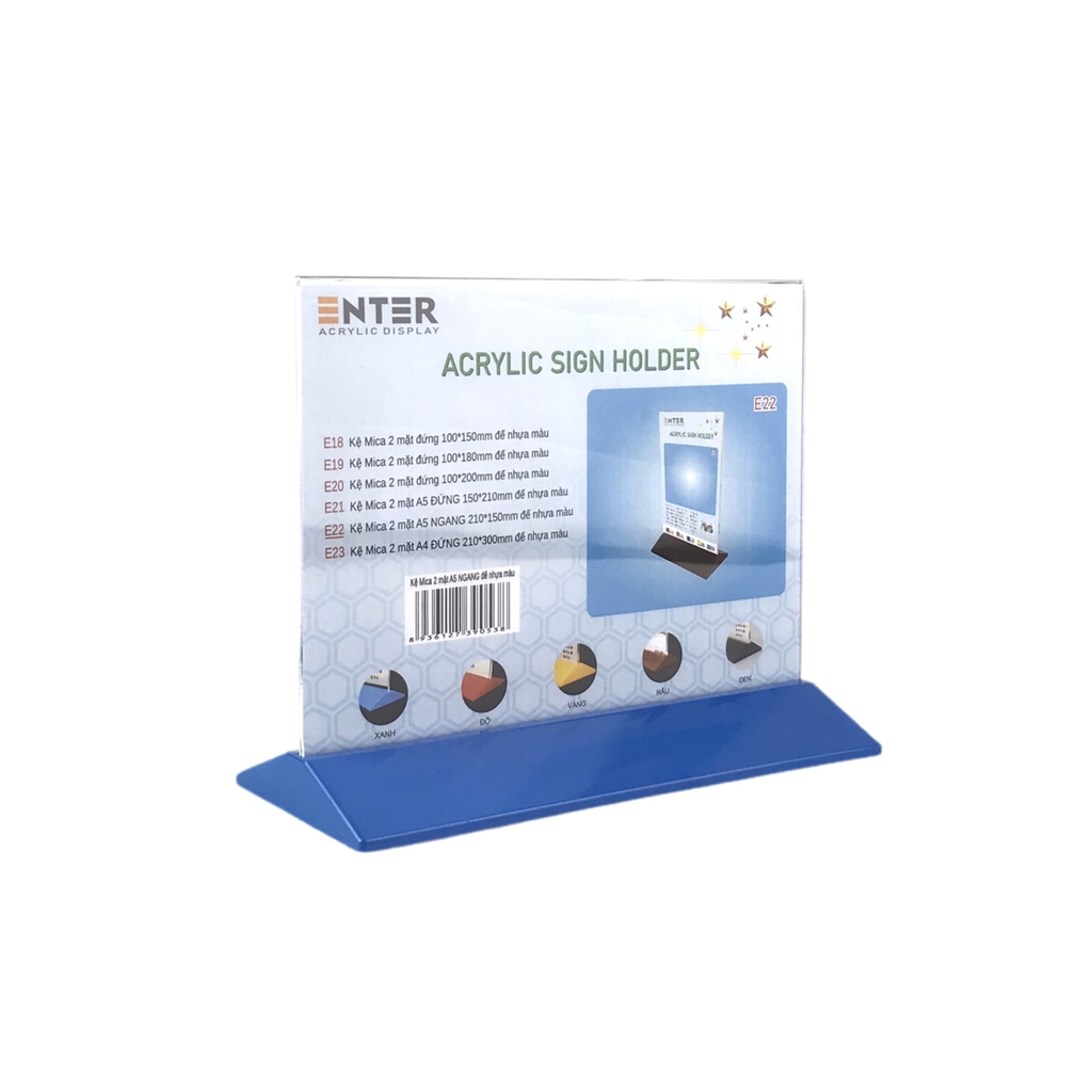 Kệ mica 2 mặt Enter E22 210x150mm đế màu A5 ngang, Kệ menu nhà hàng, Standee mica để bàn, Bảng quét mã QR Code (20)