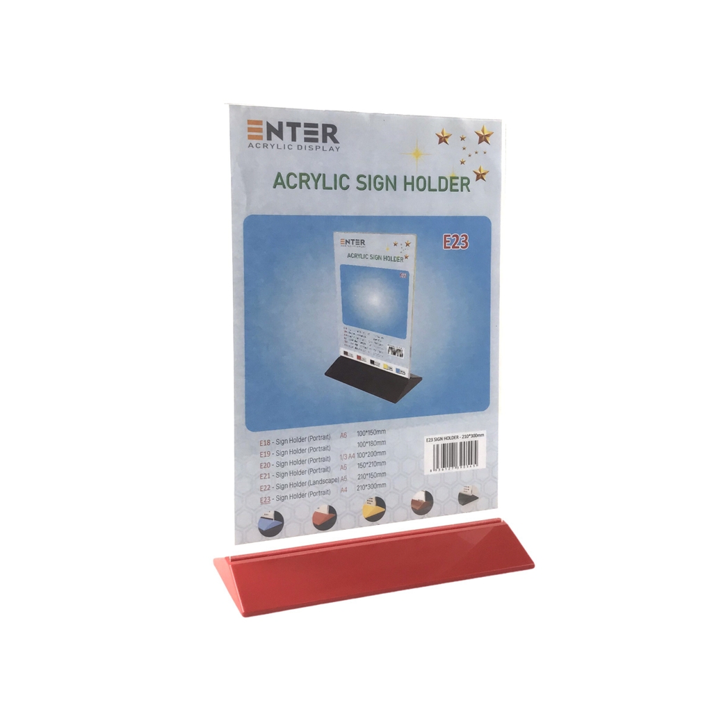 Kệ mica 2 mặt Enter E23 210x300mm đế màu A4 đứng, Kệ menu nhà hàng, Standee mica để bàn, Bảng quét mã QR Code (10)