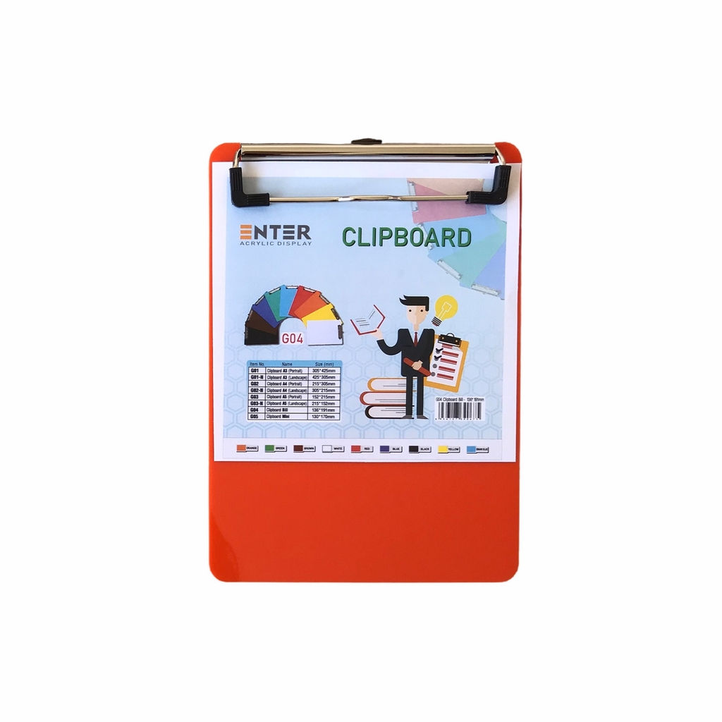 Bìa trình ký mica Enter G04 13.5x19cm kẹp hóa đơn (20)