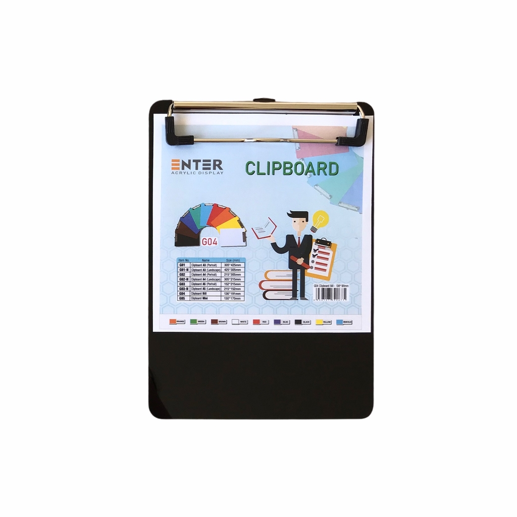 Bìa trình ký mica Enter G04 13.5x19cm kẹp hóa đơn (20)