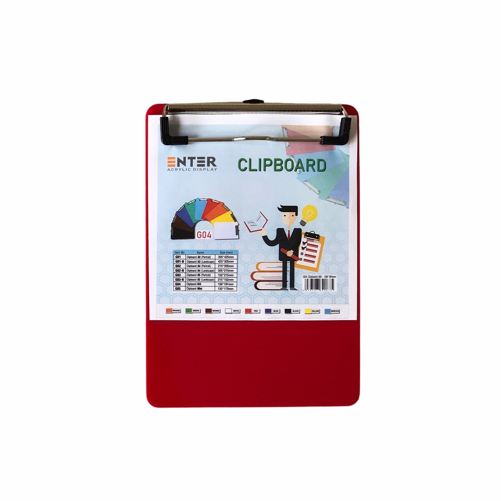 Bìa trình ký mica Enter G04 13.5x19cm kẹp hóa đơn (20)