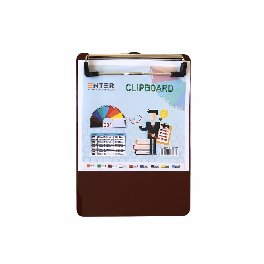 Bìa trình ký mica Enter G04 13.5x19cm kẹp hóa đơn (20)