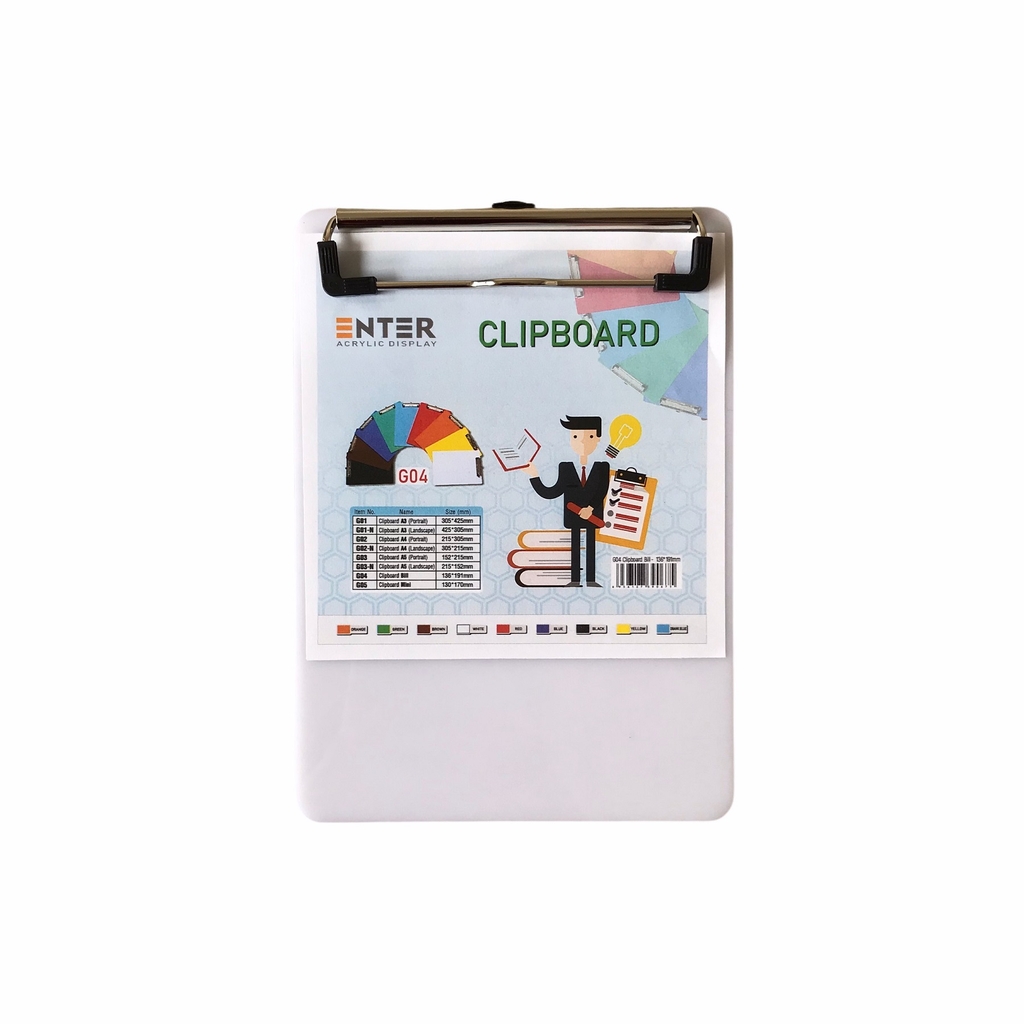 Bìa trình ký mica Enter G04 13.5x19cm kẹp hóa đơn (20)