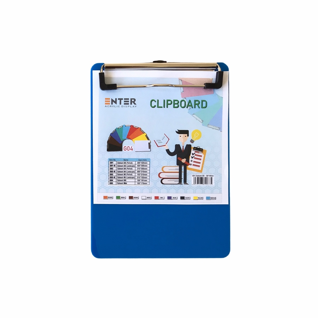 Bìa trình ký mica Enter G04 13.5x19cm kẹp hóa đơn (20)