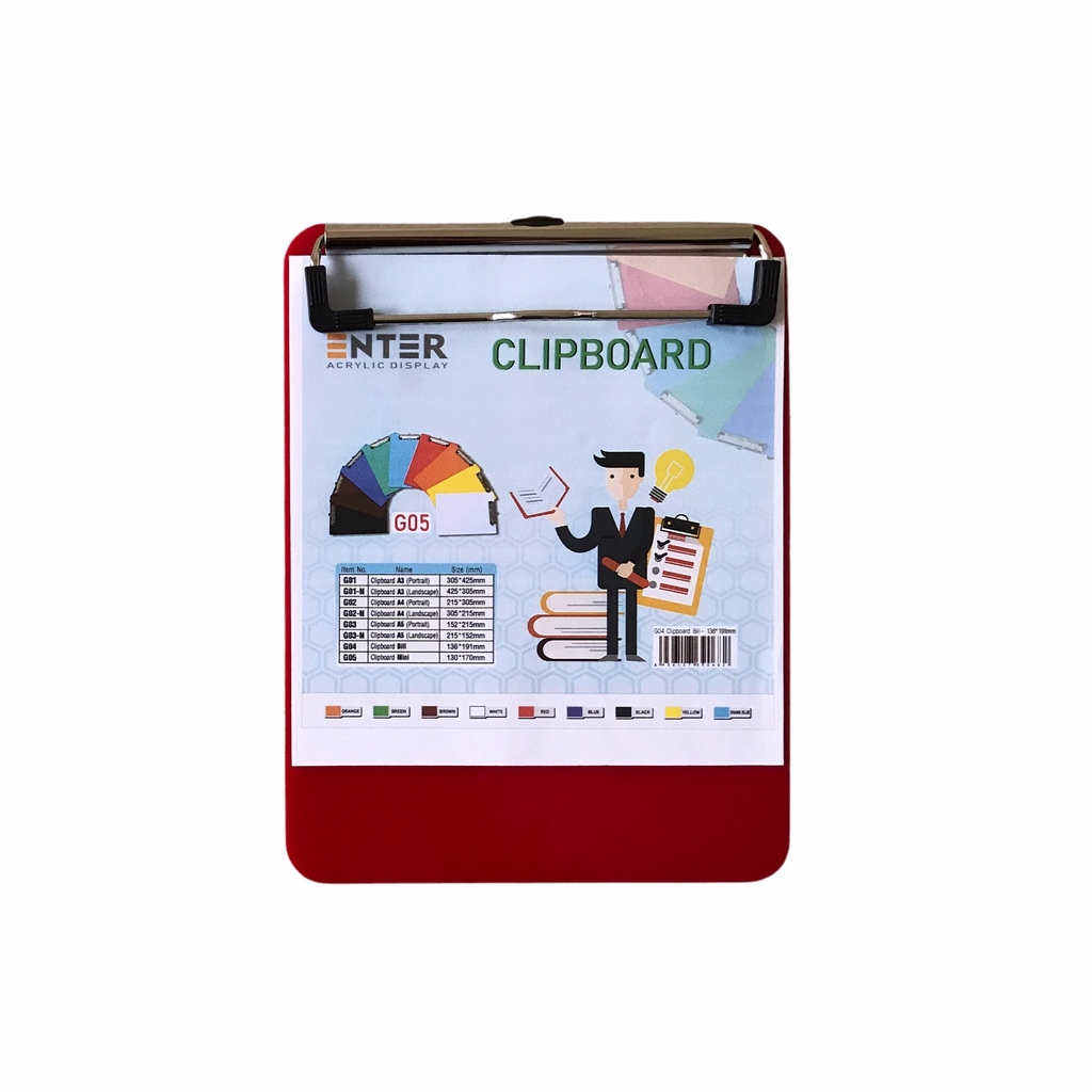Bìa trình ký mica Enter G05 13x17cm kẹp mini (20)
