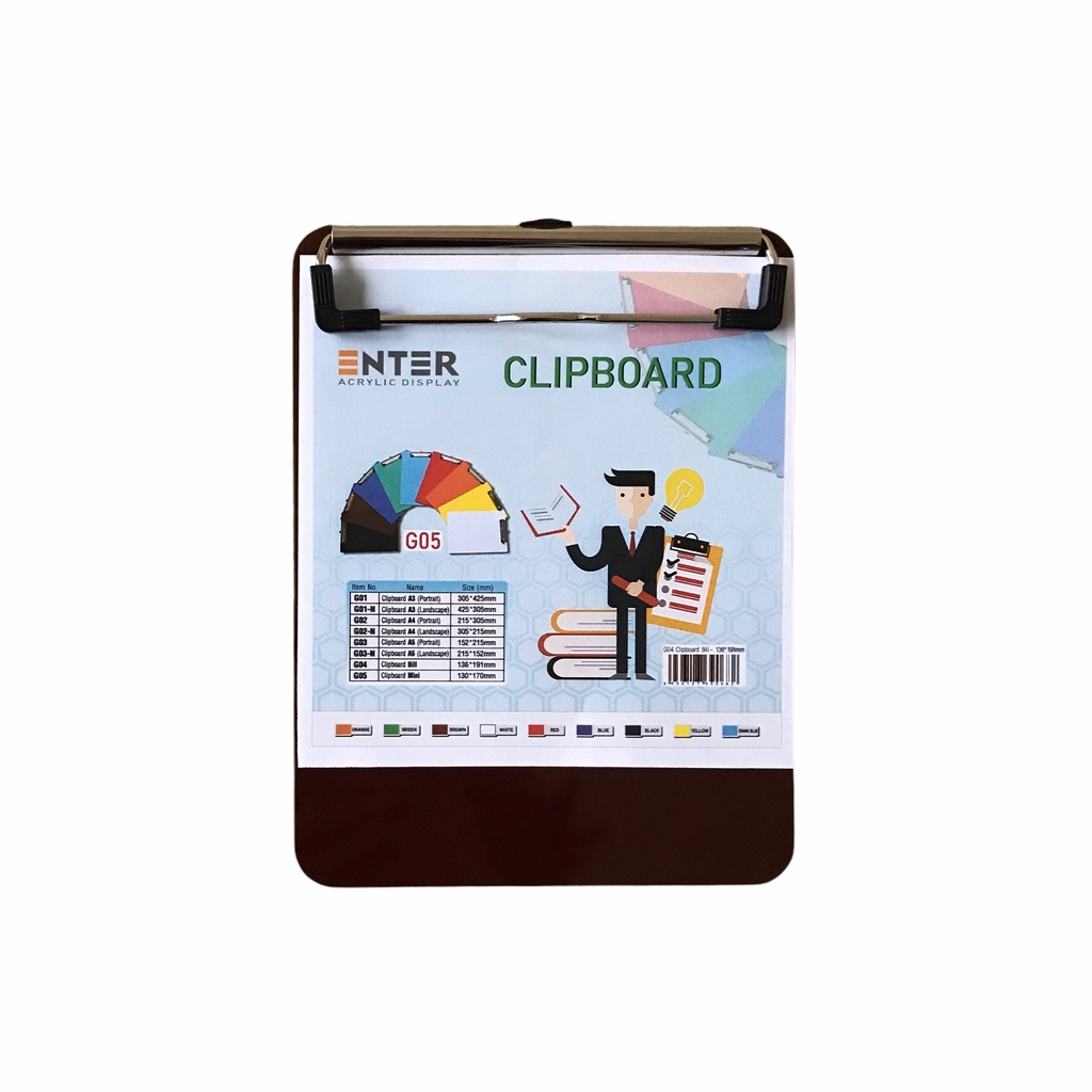 Bìa trình ký mica Enter G05 13x17cm kẹp mini (20)