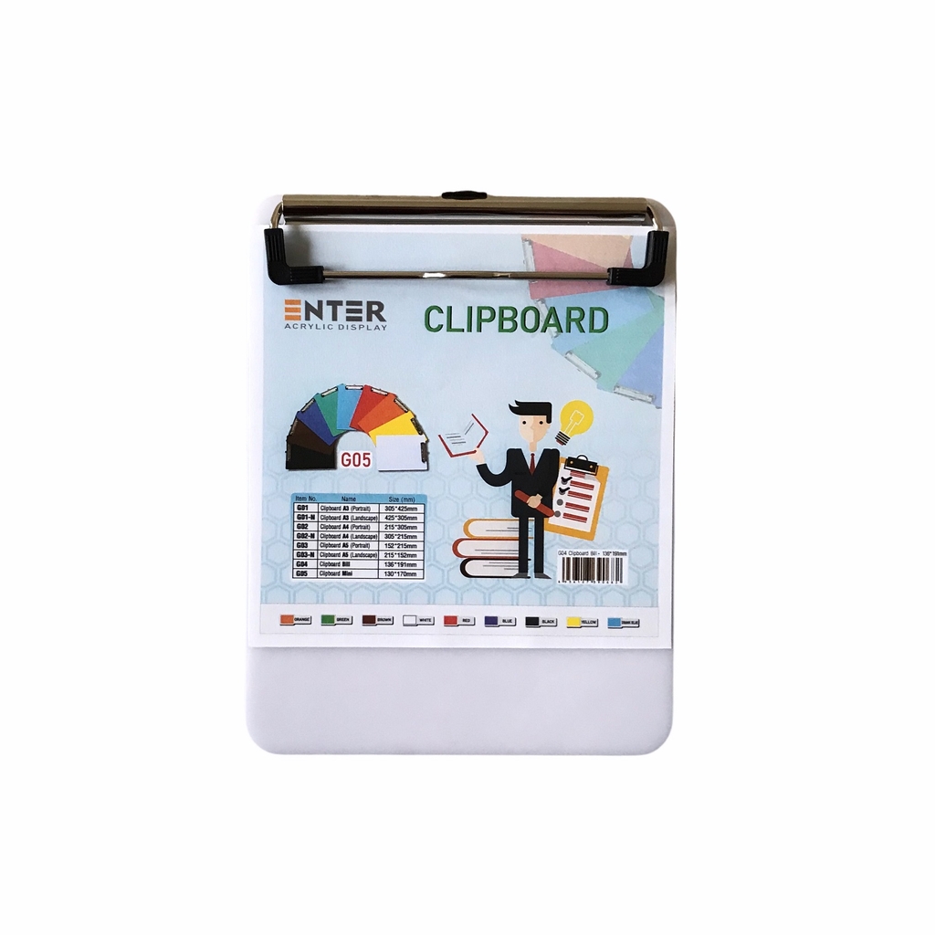 Bìa trình ký mica Enter G05 13x17cm kẹp mini (20)
