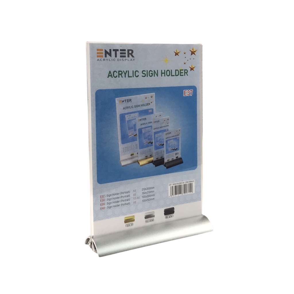 Kệ mica 2 mặt Enter E37 210x300mm đế nhôm cao cấp A4, Kệ menu nhà hàng, Standee mica để bàn, Bảng quét mã QR Code (10)