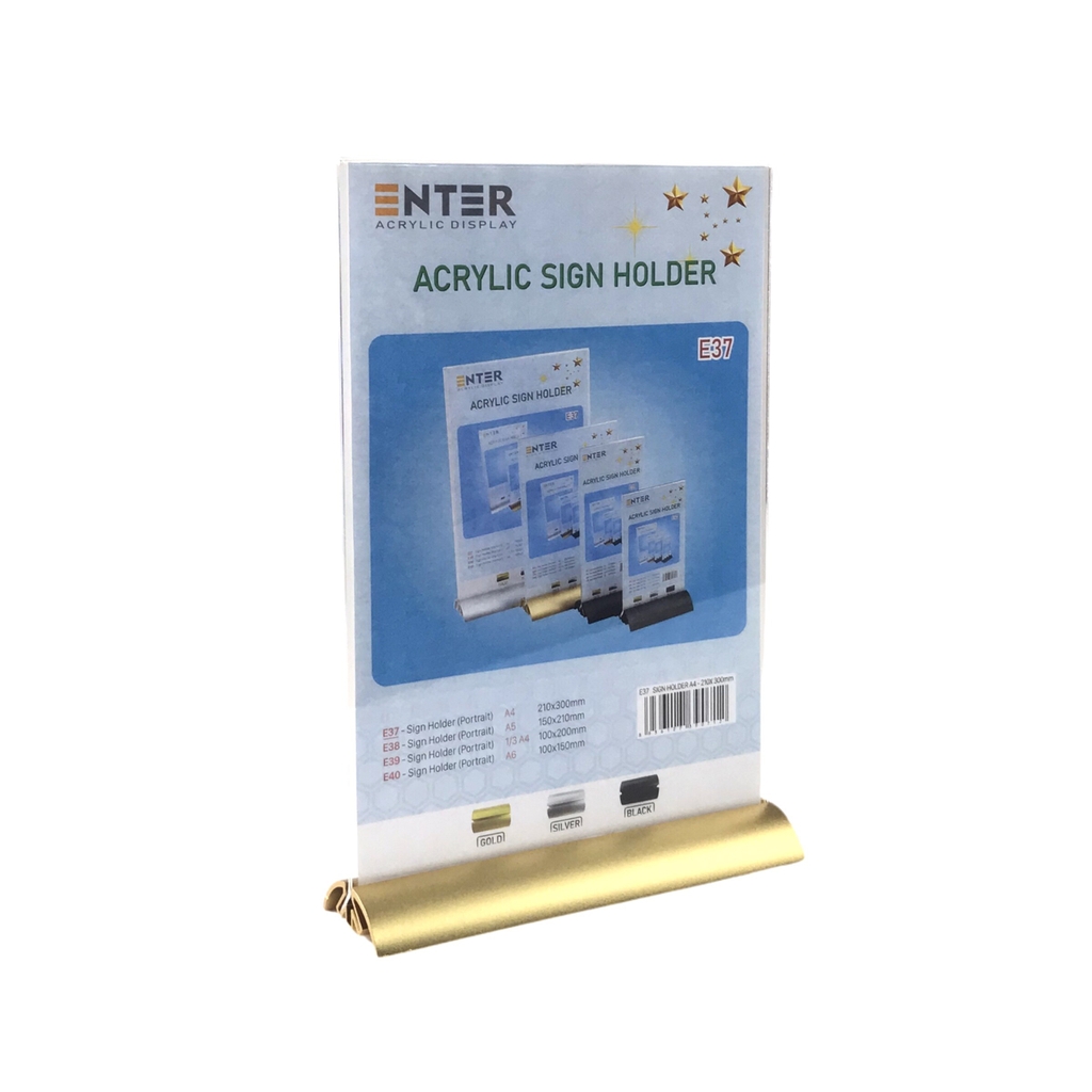 Kệ mica 2 mặt Enter E37 210x300mm đế nhôm cao cấp A4, Kệ menu nhà hàng, Standee mica để bàn, Bảng quét mã QR Code (10)