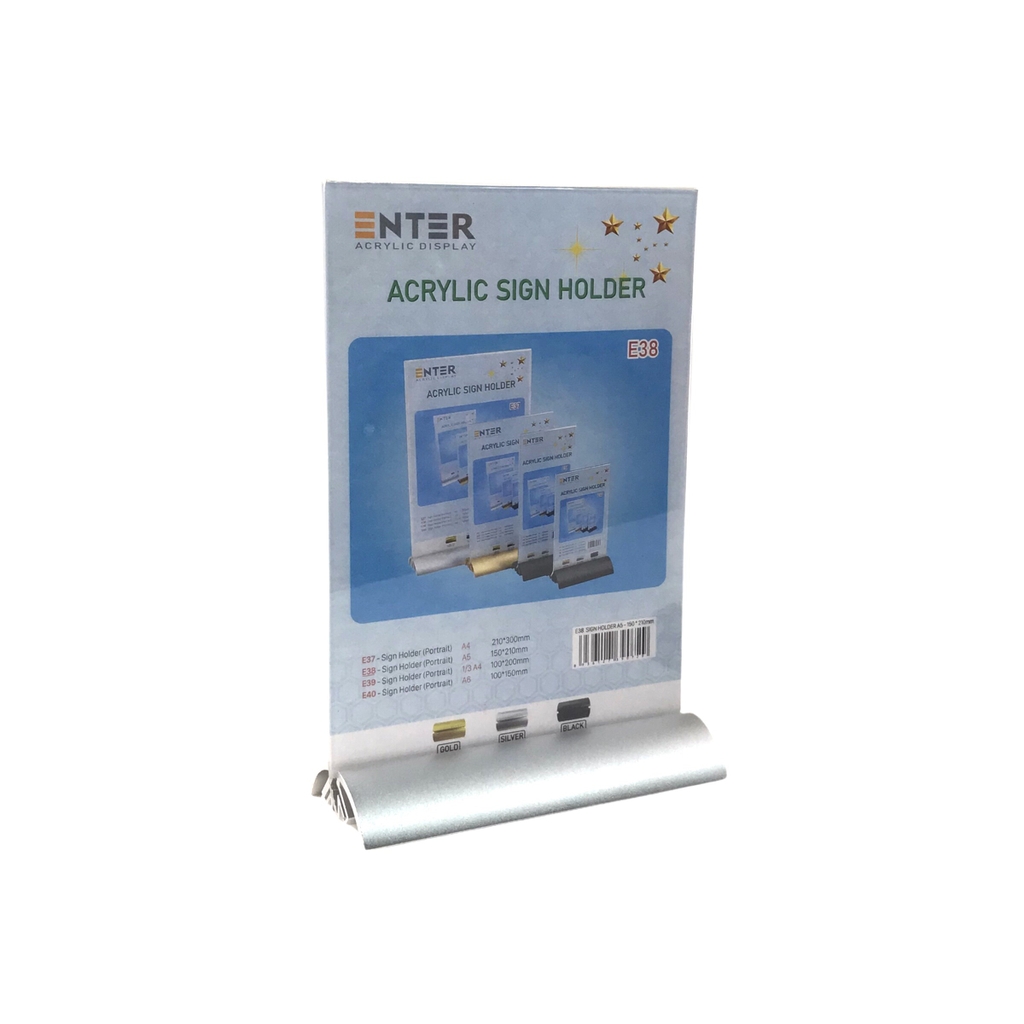 Kệ mica 2 mặt Enter E38 150x210mm đế nhôm cao cấp A5, Kệ menu nhà hàng, Standee mica để bàn, Bảng quét mã QR Code (20)