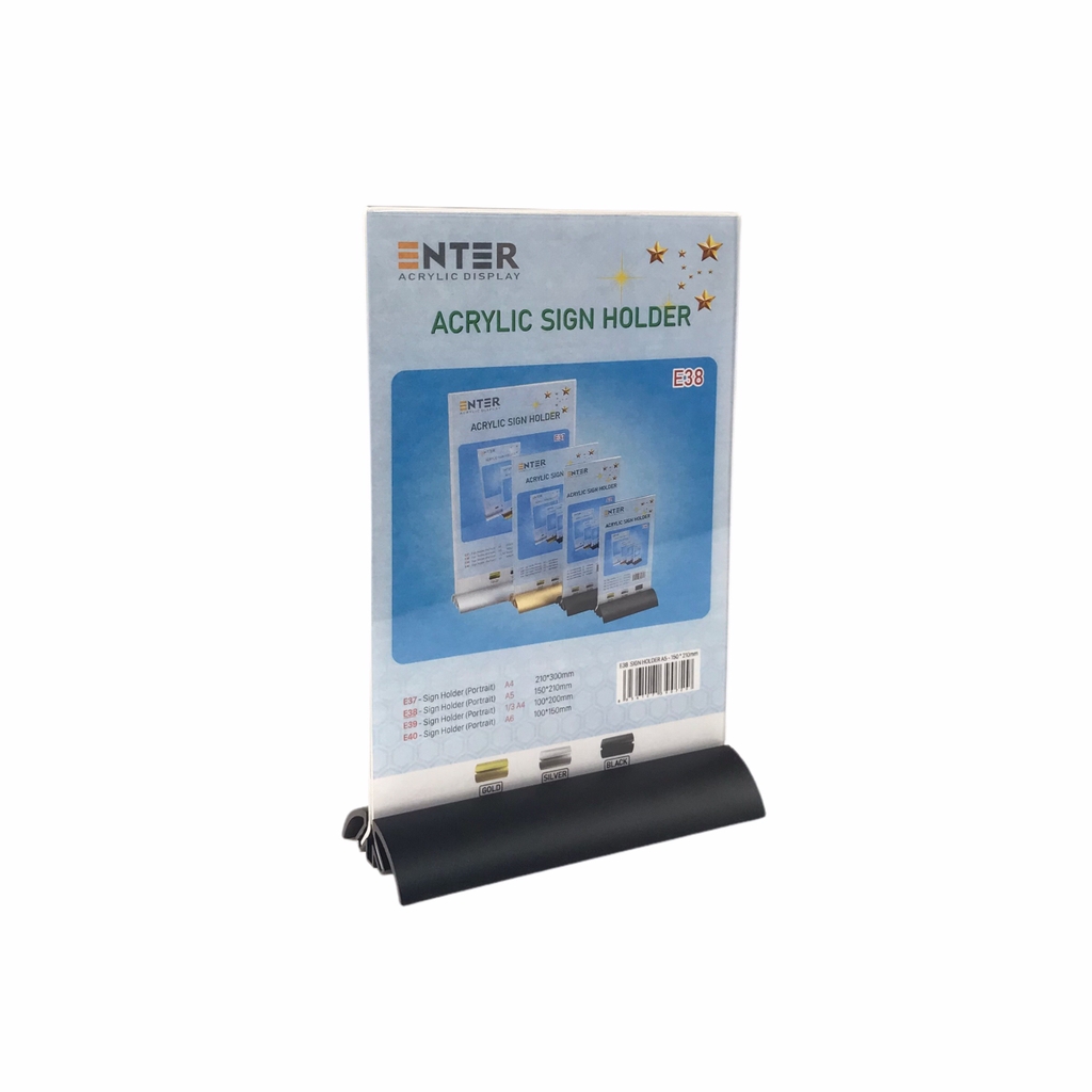 Kệ mica 2 mặt Enter E38 150x210mm đế nhôm cao cấp A5, Kệ menu nhà hàng, Standee mica để bàn, Bảng quét mã QR Code (20)