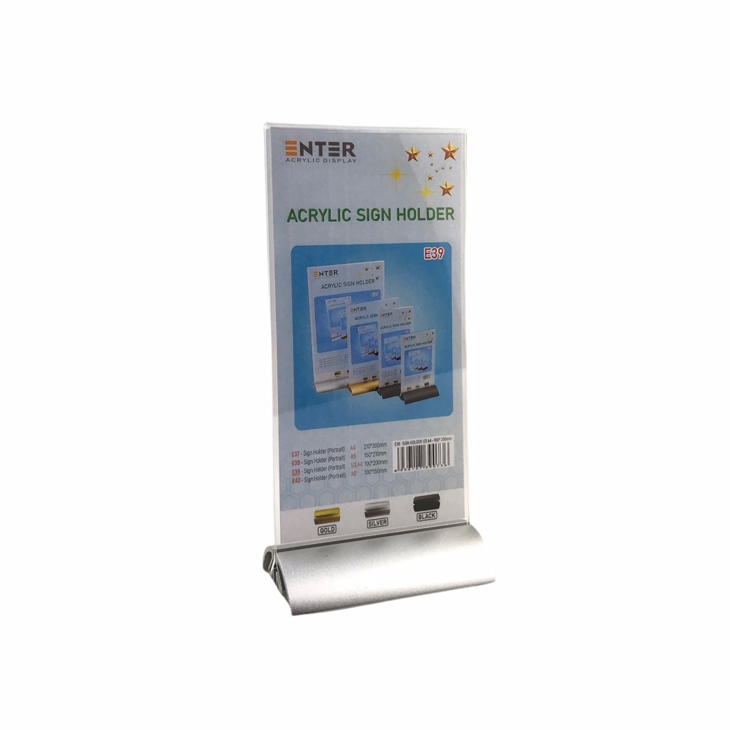 Kệ mica 2 mặt Enter E39 100x210mm đế nhôm cao cấp 1/3 A4, Kệ menu nhà hàng, Standee mica để bàn, Bảng quét mã QR Code (20)