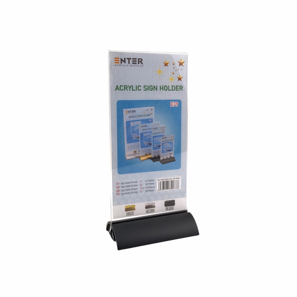 Kệ mica 2 mặt Enter E39 100x210mm đế nhôm cao cấp 1/3 A4, Kệ menu nhà hàng, Standee mica để bàn, Bảng quét mã QR Code (20)