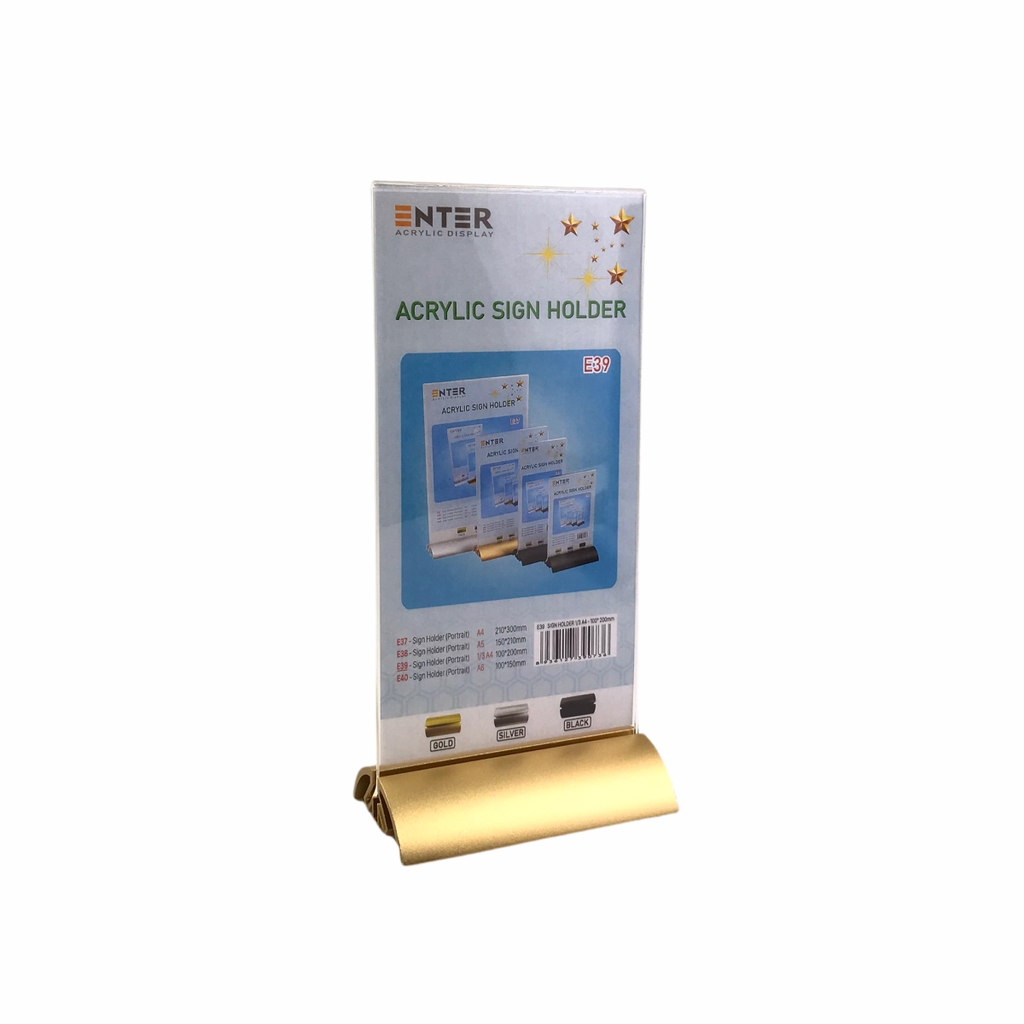 Kệ mica 2 mặt Enter E39 100x210mm đế nhôm cao cấp 1/3 A4, Kệ menu nhà hàng, Standee mica để bàn, Bảng quét mã QR Code (20)