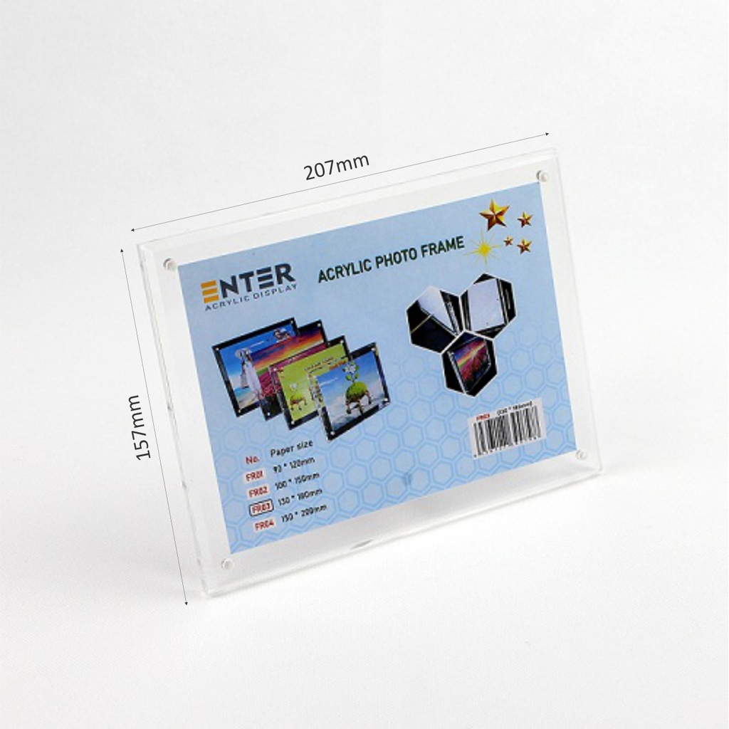 Khung hình mica cao cấp Enter FR03 130x180mm mica 5mmx2, Khung ảnh để bàn chân inox, Khung bằng khen (10)