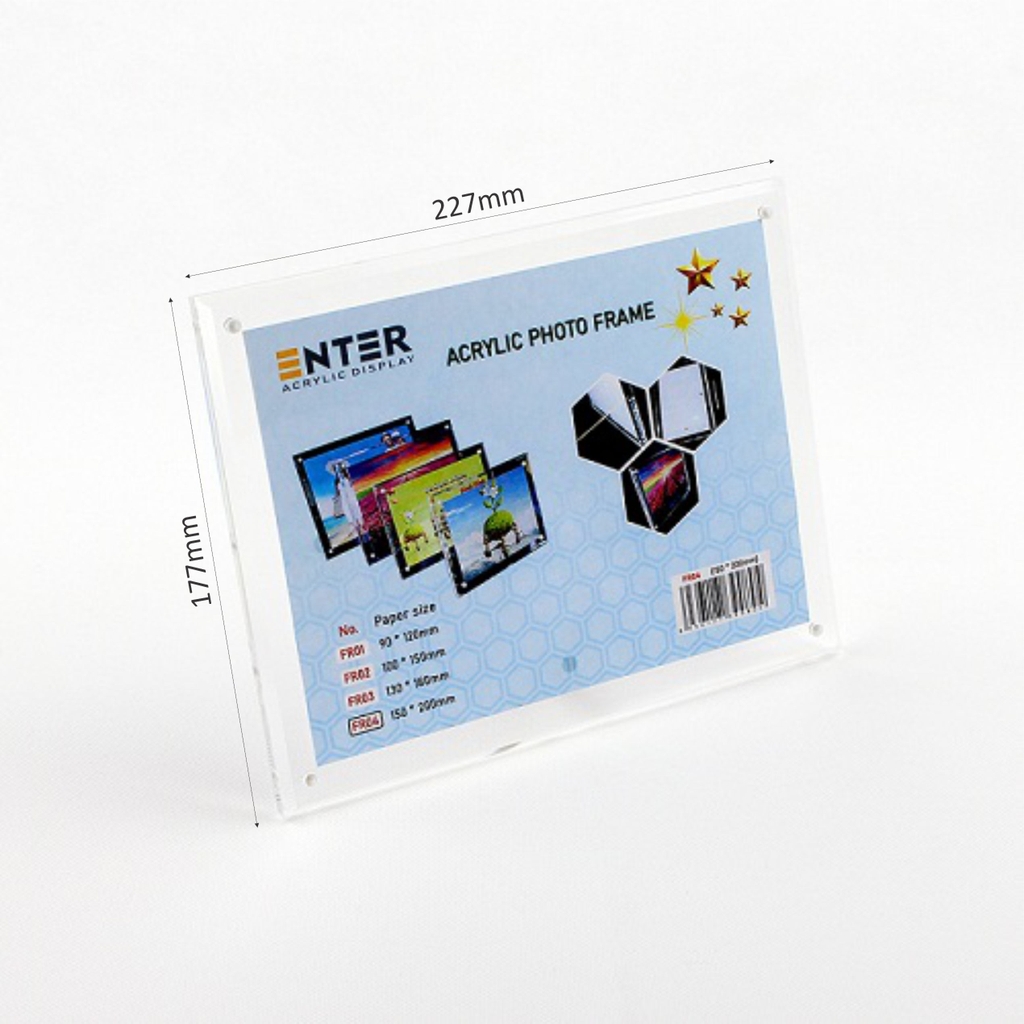 Khung hình mica cao cấp Enter FR04 150x200mm mica 5mmx2, Khung ảnh để bàn chân inox, Khung bằng khen (10)