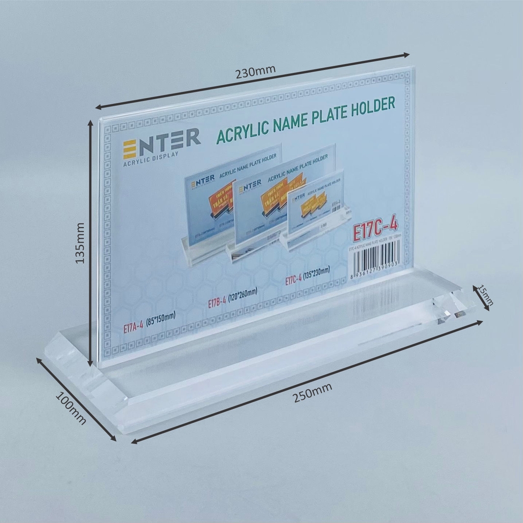 Kệ mica 2 mặt Enter E17C 23x13.5cm đế 25x10cm dày 15mm (10)