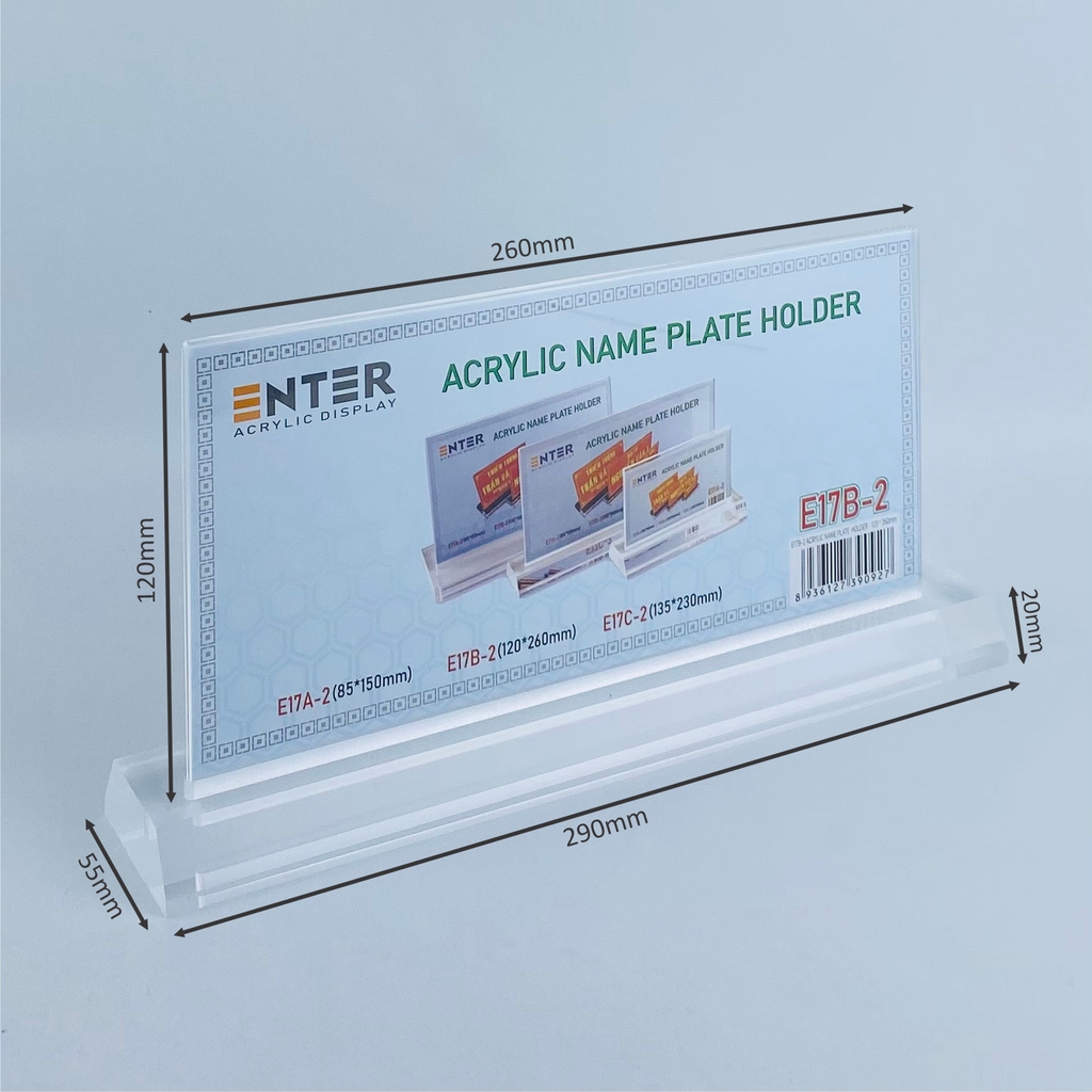 Kệ mica 2 mặt Enter E17B 26x12cm đế mica 29x5.5cm dày 20mm (10)