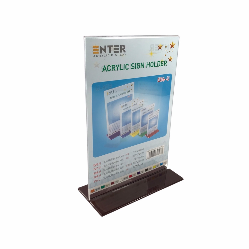 Kệ mica 2 mặt Enter E06-U 210x300mm đế lùa uốn bằng, Kệ menu nhà hàng, Standee mica để bàn, Bảng quét mã QR Code (10)