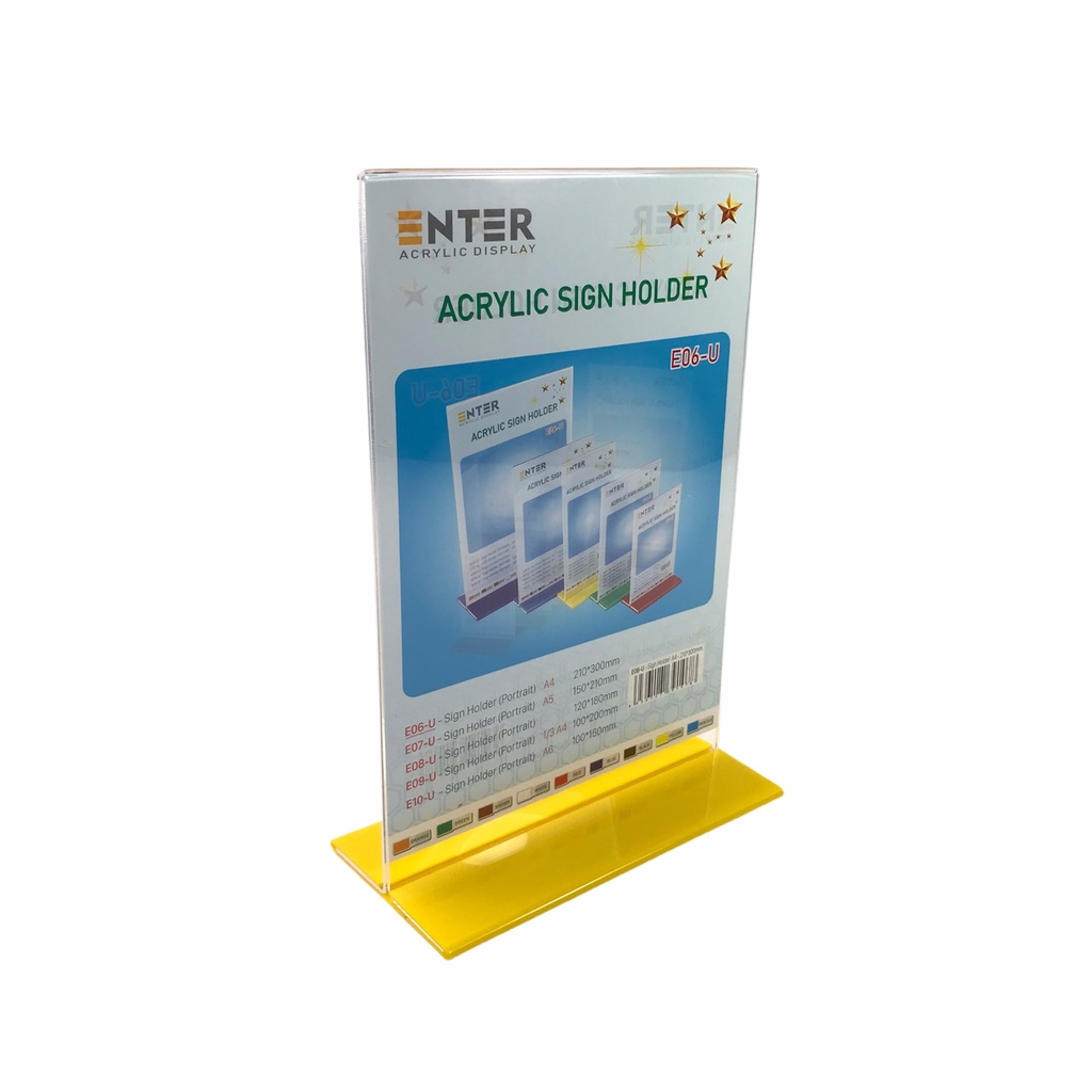 Kệ mica 2 mặt Enter E06-U 210x300mm đế lùa uốn bằng, Kệ menu nhà hàng, Standee mica để bàn, Bảng quét mã QR Code (10)