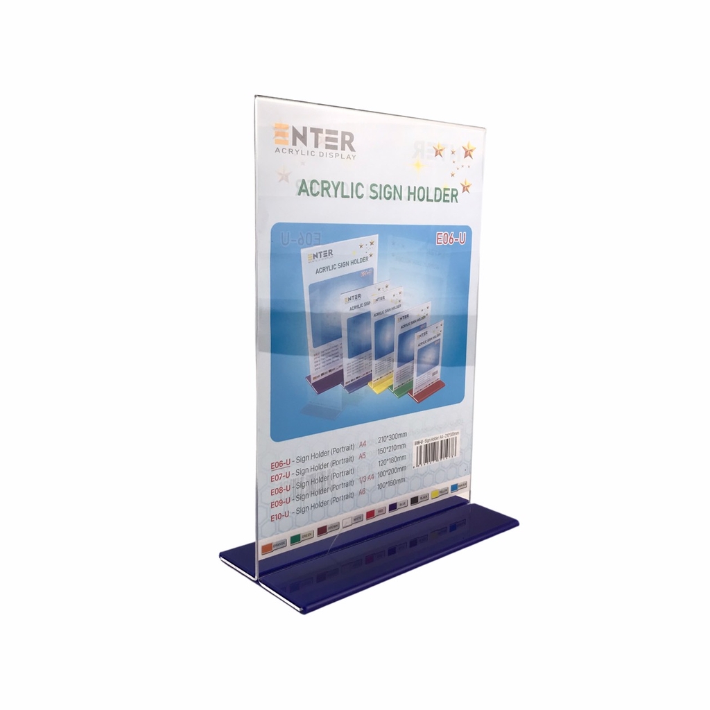 Kệ mica 2 mặt Enter E06-U 210x300mm đế lùa uốn bằng, Kệ menu nhà hàng, Standee mica để bàn, Bảng quét mã QR Code (10)