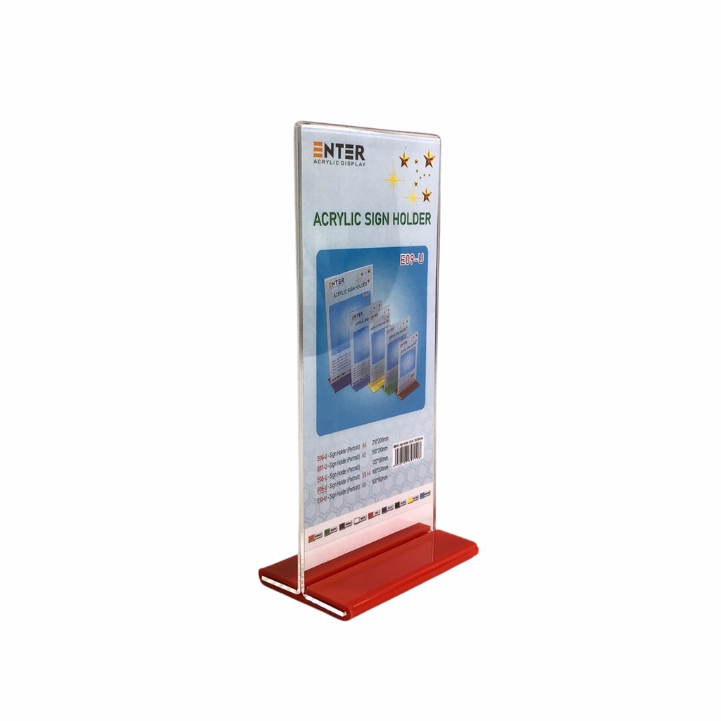 Kệ mica 2 mặt Enter E09-U 100x210mm đế lùa uốn bằng, Kệ menu nhà hàng, Standee mica để bàn, Bảng quét mã QR Code (20)