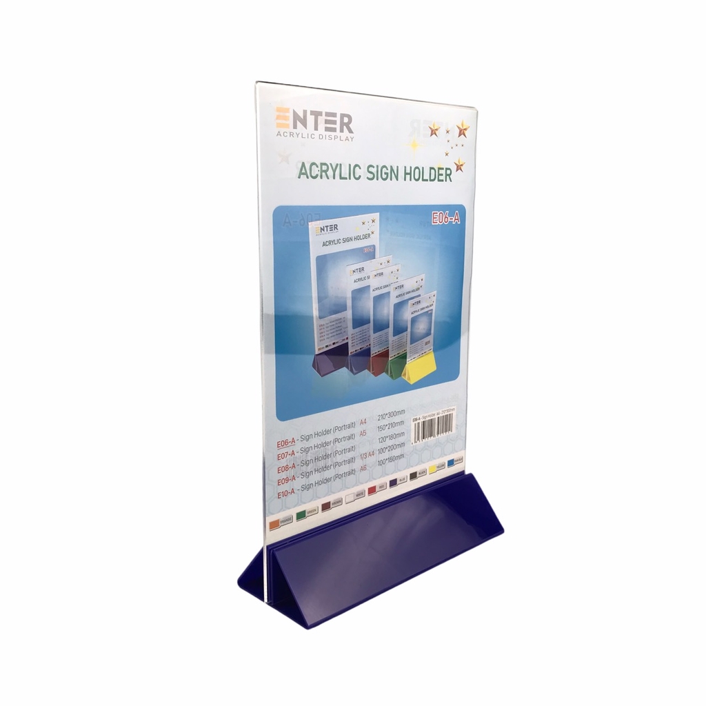 Kệ mica 2 mặt Enter E06-A 210x300mm đế lùa uốn chân chữ A, Kệ menu nhà hàng, Standee mica để bàn, Bảng quét mã QR Code (10)