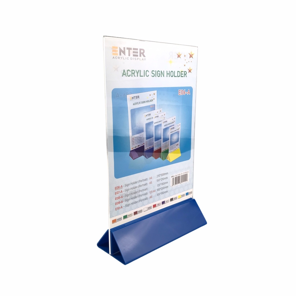 Kệ mica 2 mặt Enter E06-A 210x300mm đế lùa uốn chân chữ A, Kệ menu nhà hàng, Standee mica để bàn, Bảng quét mã QR Code (10)