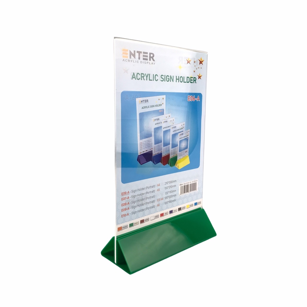 Kệ mica 2 mặt Enter E06-A 210x300mm đế lùa uốn chân chữ A, Kệ menu nhà hàng, Standee mica để bàn, Bảng quét mã QR Code (10)