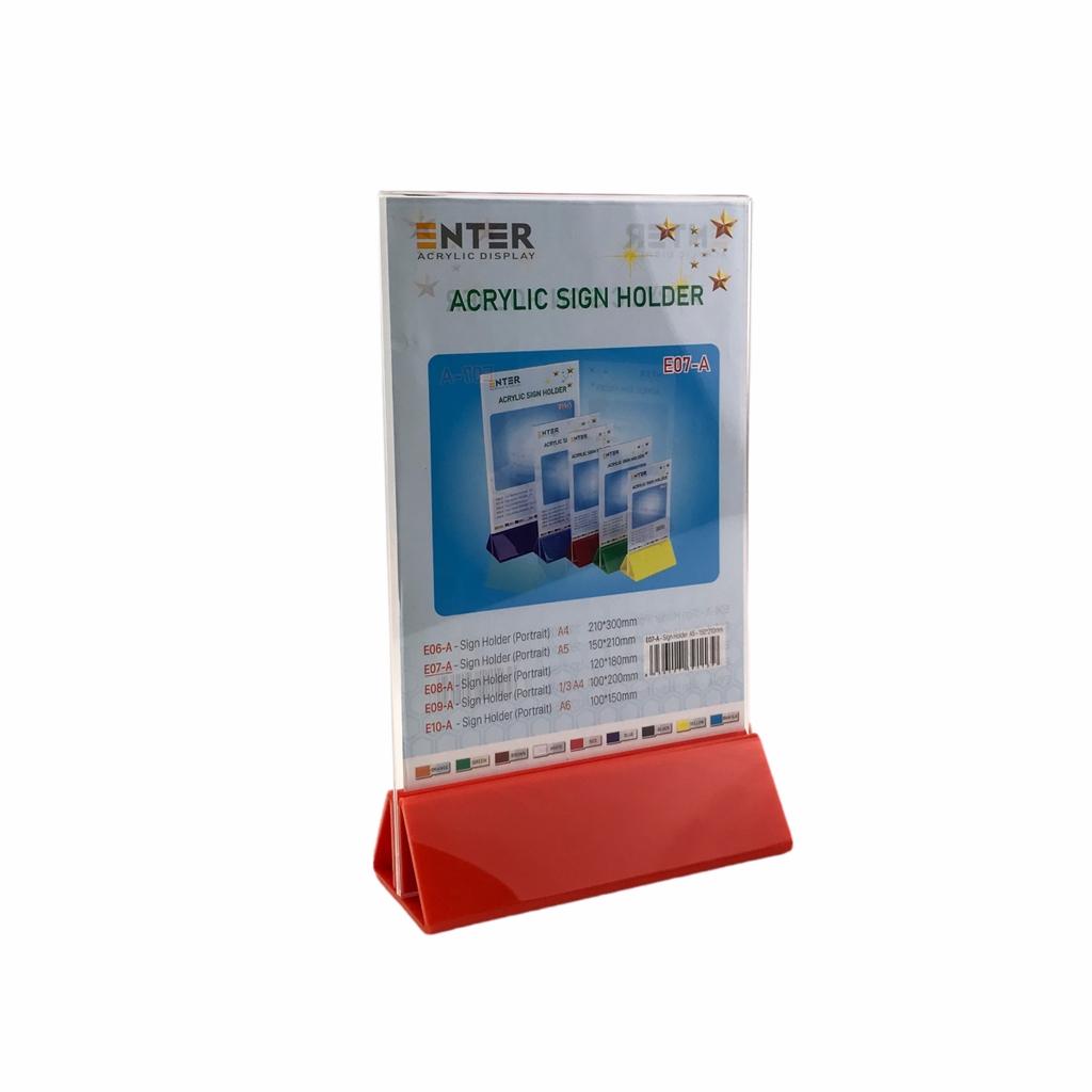 Kệ mica 2 mặt Enter E07-A 150x210mm đế lùa uốn chân chữ A, Kệ menu nhà hàng, Standee mica để bàn, Bảng quét mã QR Code (20)