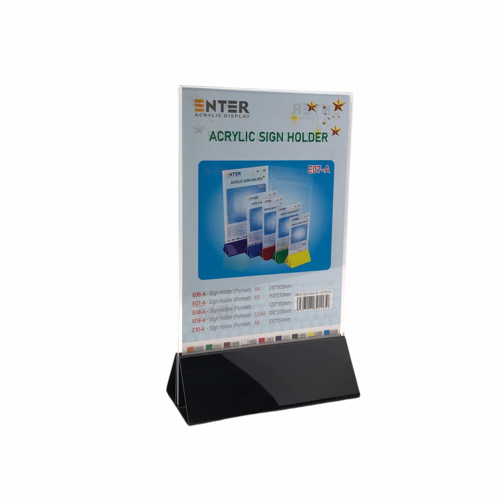 Kệ mica 2 mặt Enter E07-A 150x210mm đế lùa uốn chân chữ A, Kệ menu nhà hàng, Standee mica để bàn, Bảng quét mã QR Code (20)