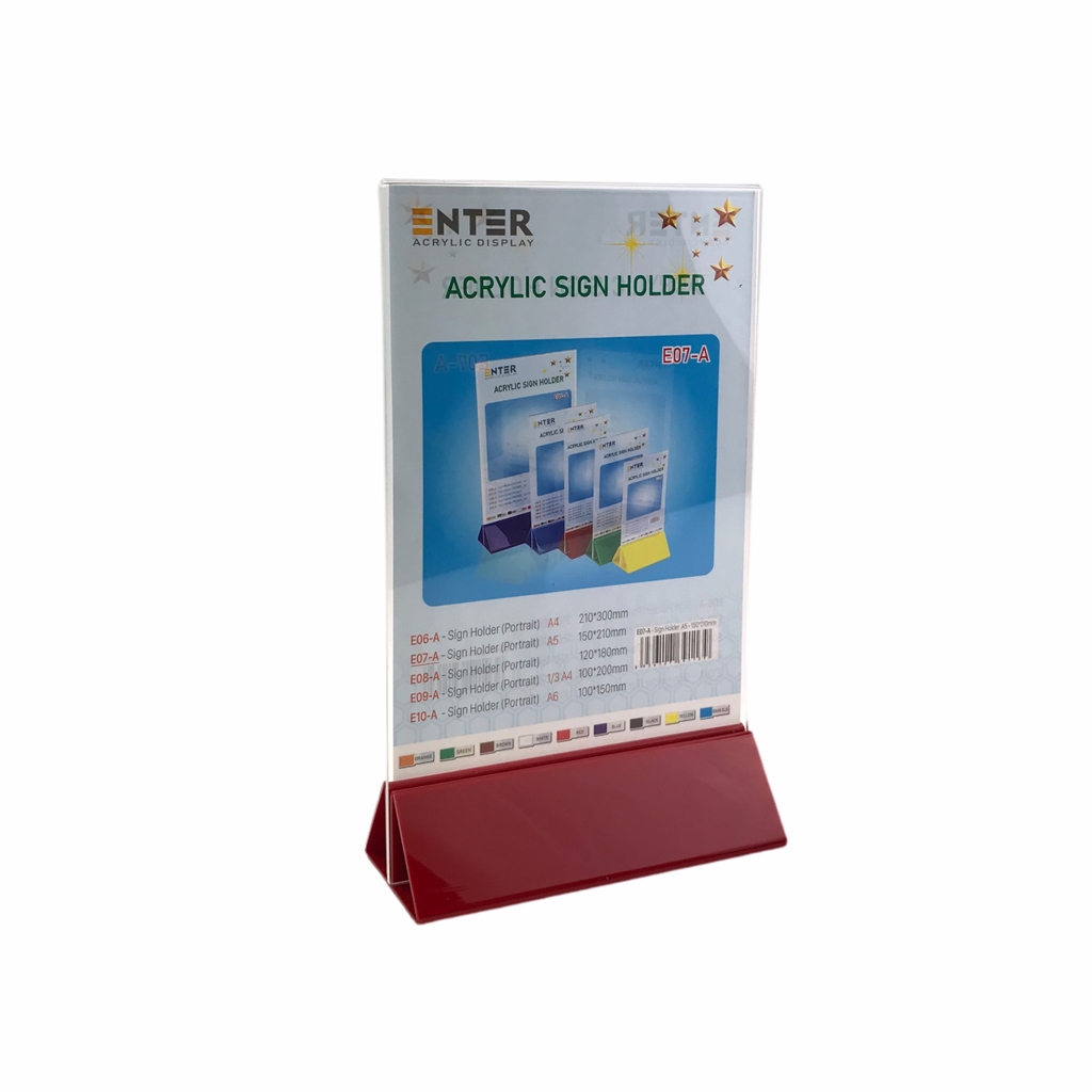 Kệ mica 2 mặt Enter E07-A 150x210mm đế lùa uốn chân chữ A, Kệ menu nhà hàng, Standee mica để bàn, Bảng quét mã QR Code (20)